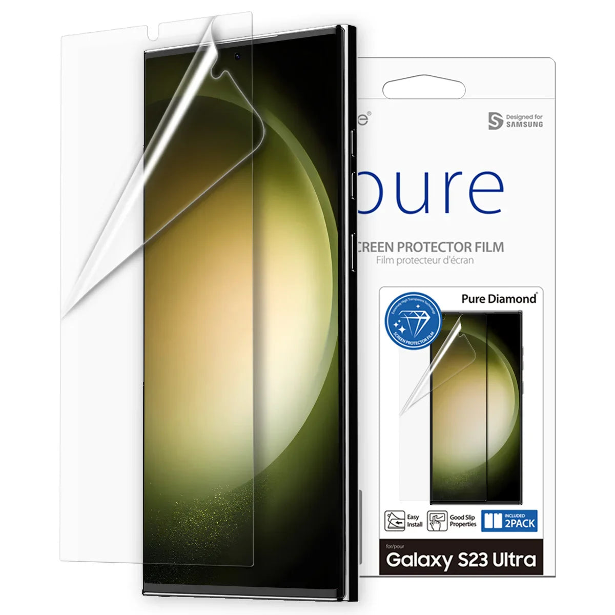 Araree Pure Diamond Film Screen Protector For Samsung Galaxy S23 Ultra - Clear ( 2 Pcs ) - Tashqila Araree Pure Diamond Film Screen Protector For Samsung Galaxy S23 Ultra - Clear ( 2 Pcs ) - Tashqila